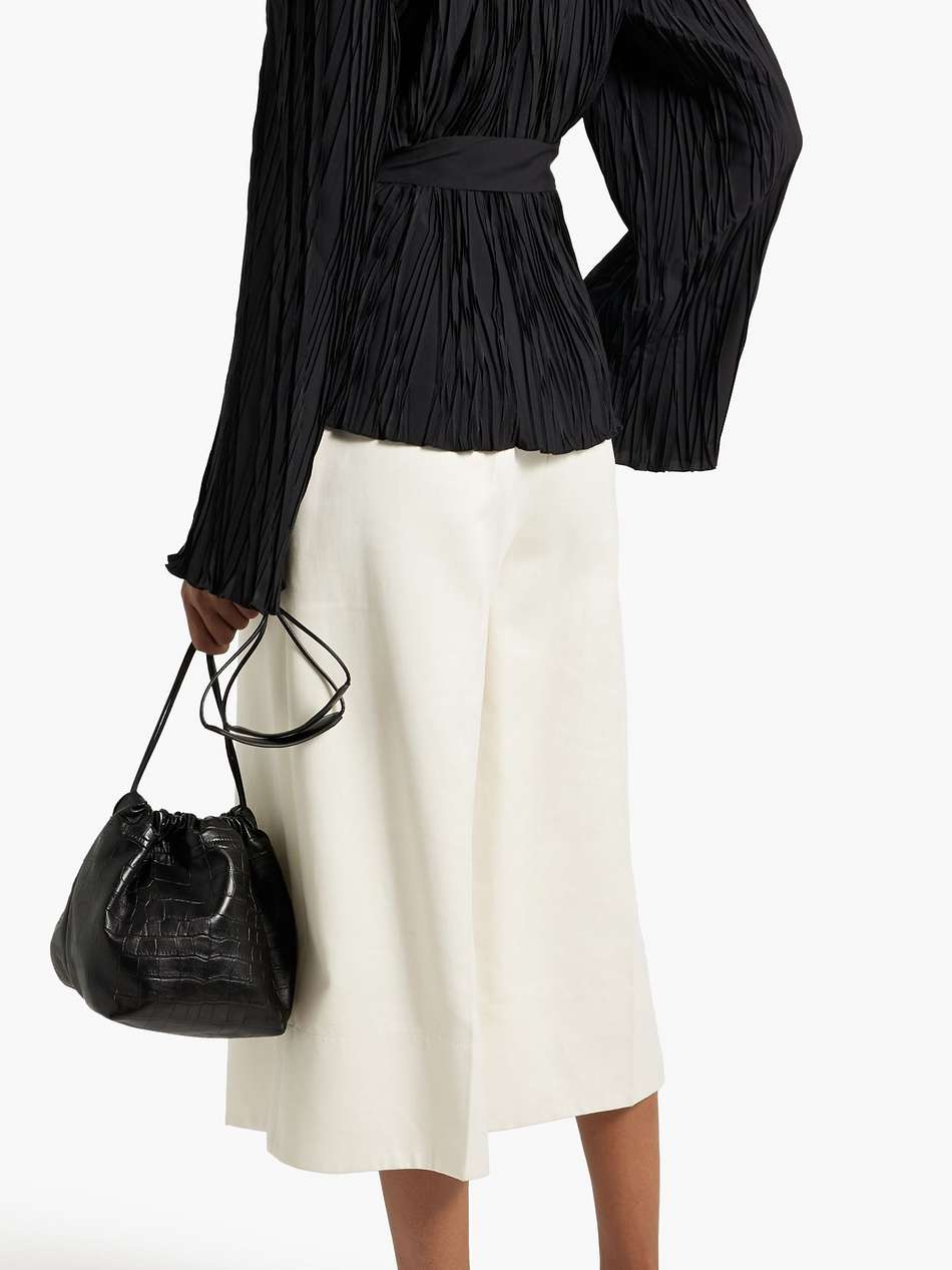 pleated crepe wrap top