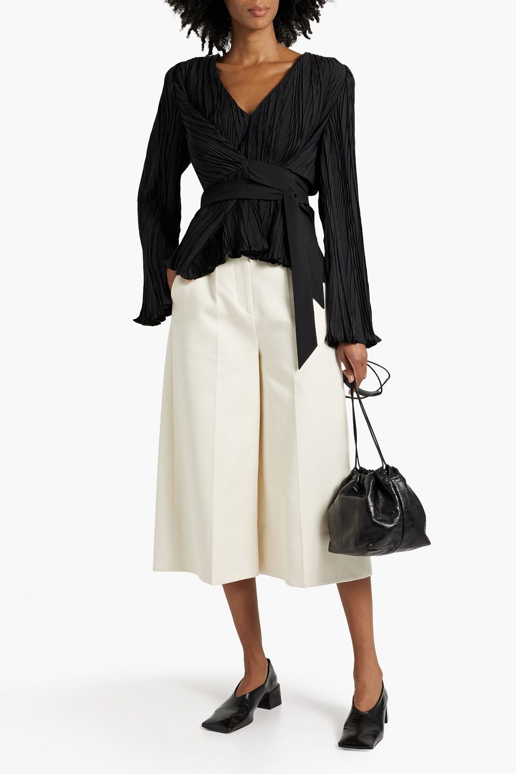 RÓHE Pleated crepe wrap top