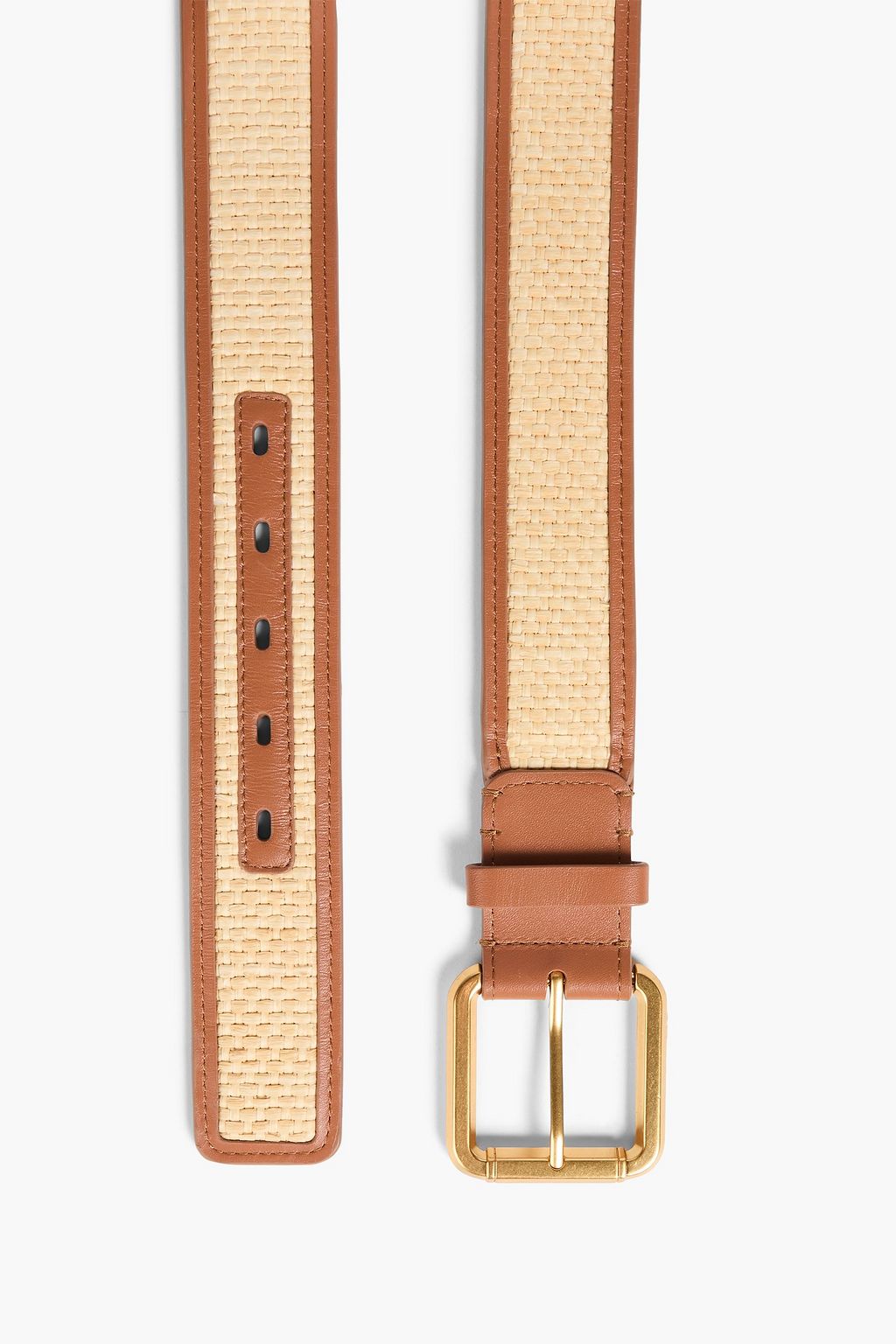 ZIMMERMANN Leather-trimmed raffia belt