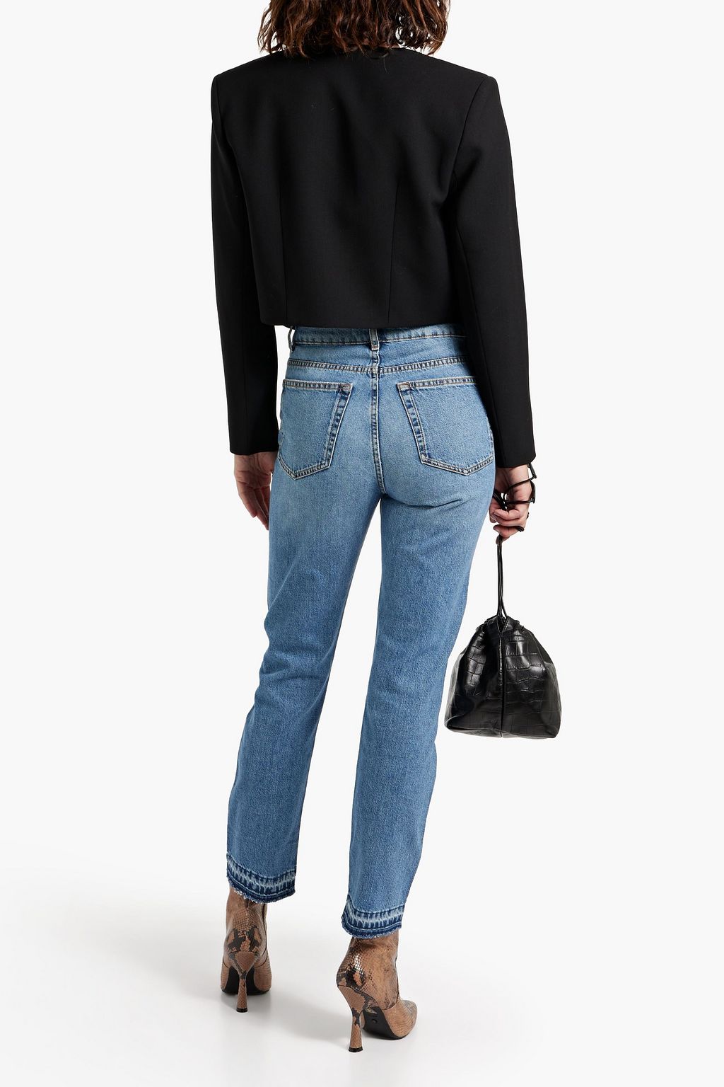 IRO Hayri distressed high-rise straight-leg jeans