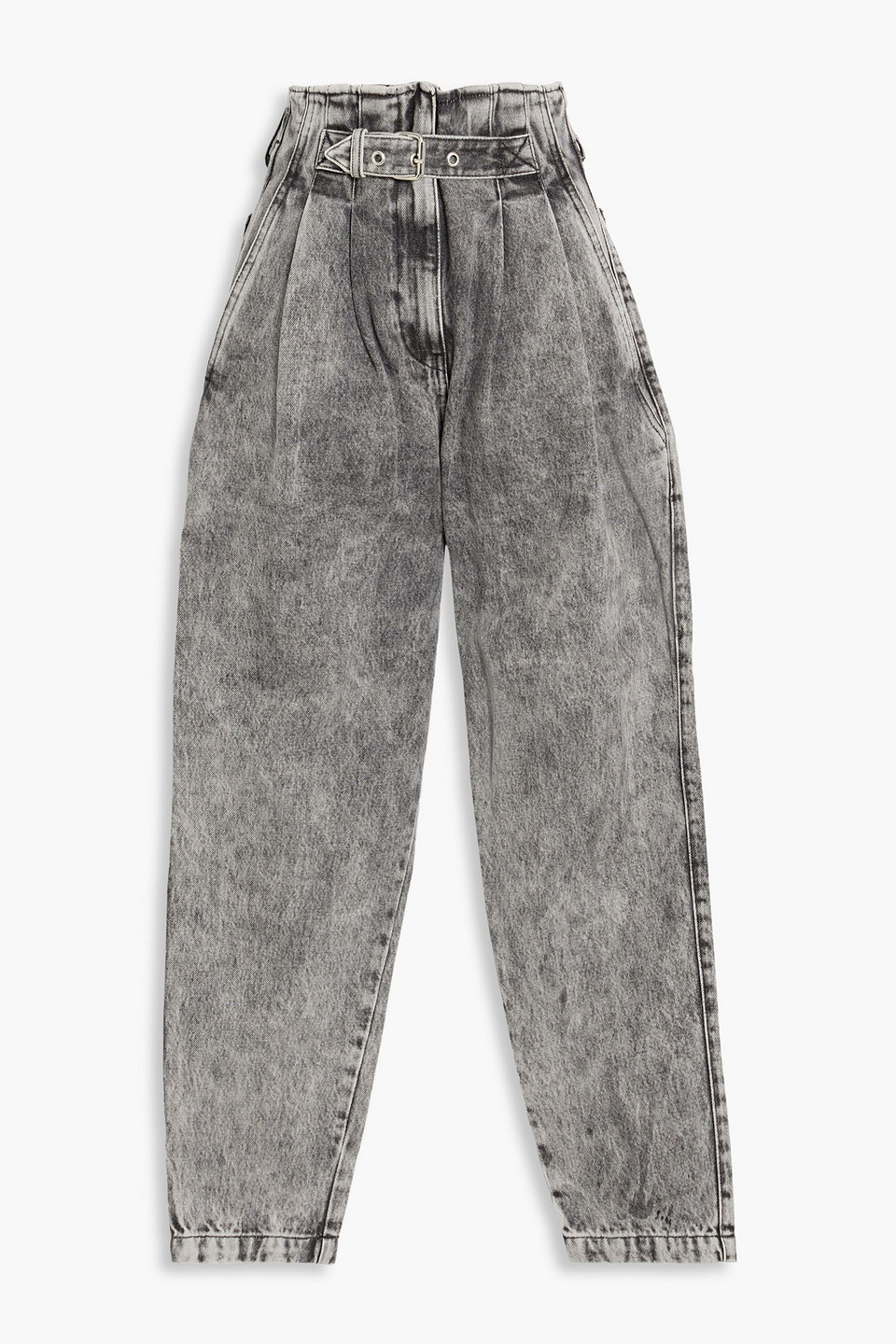 Acadie belted high-rise tapered jeans