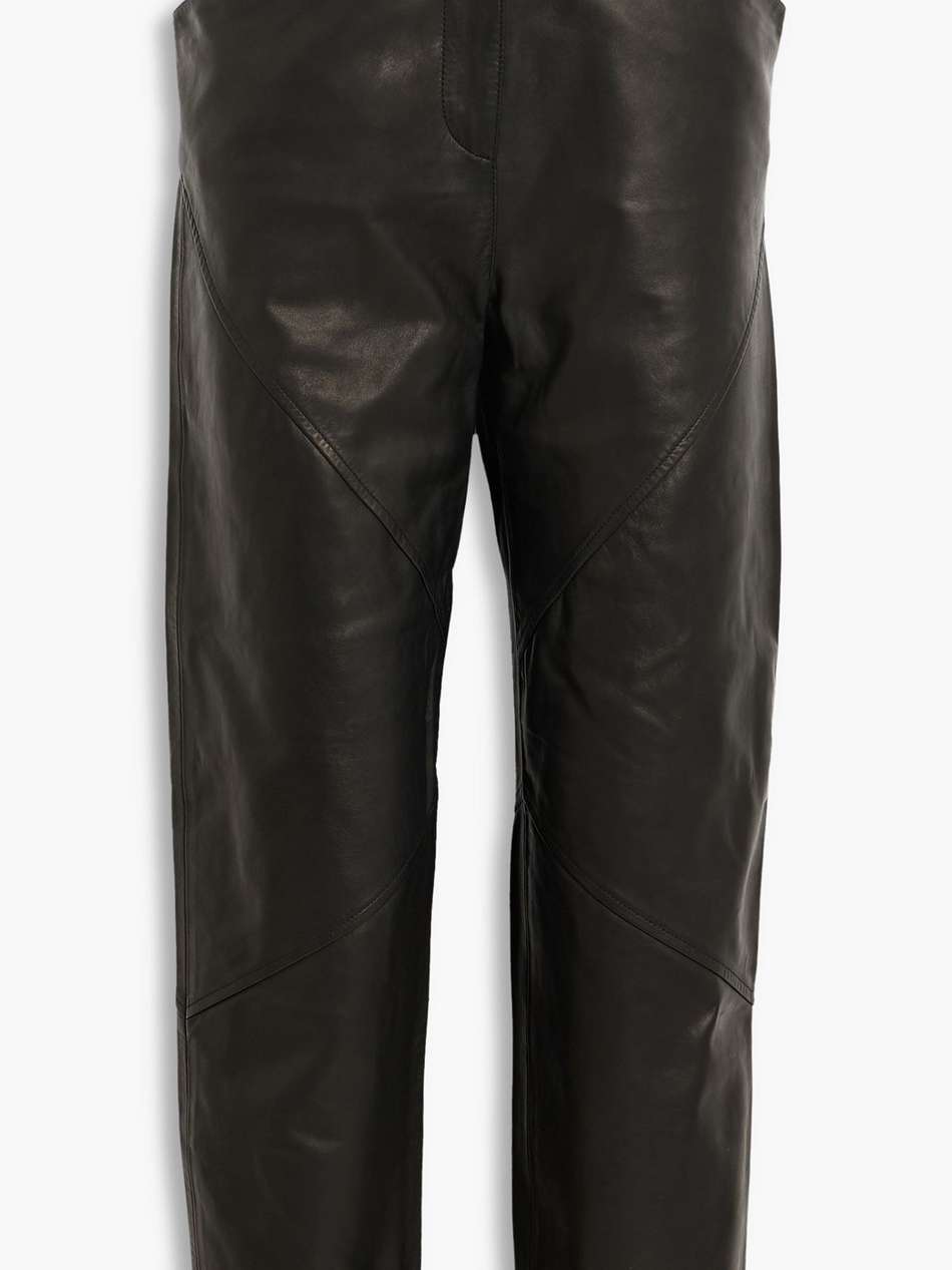 hazel leather straight-leg pants