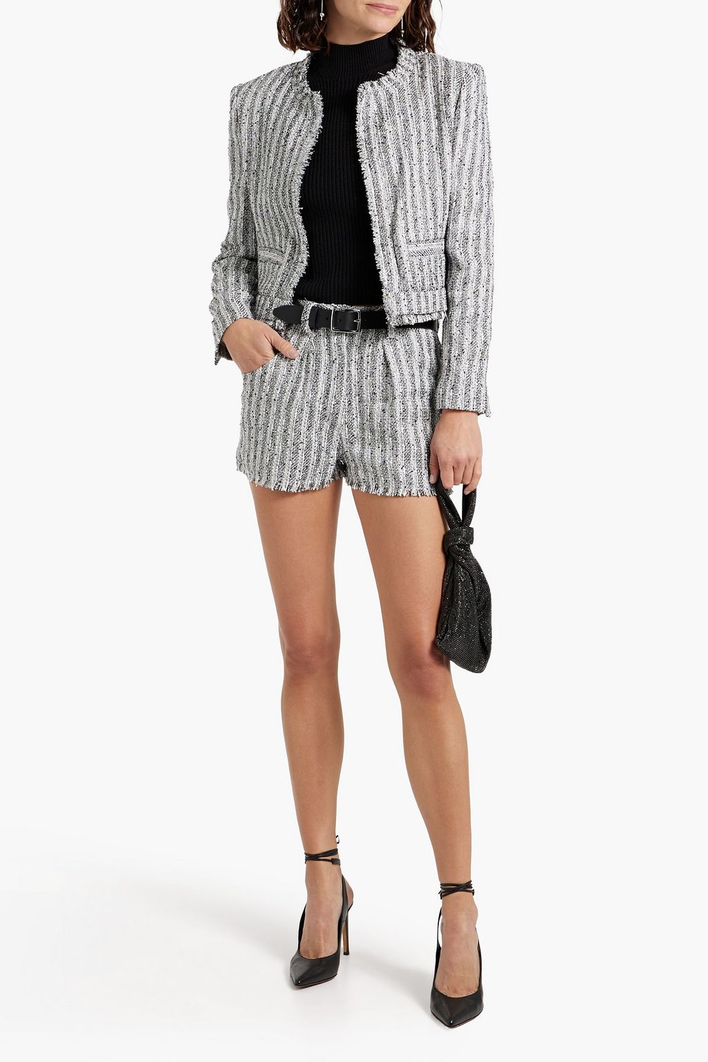 IRO Honza metallic striped tweed shorts