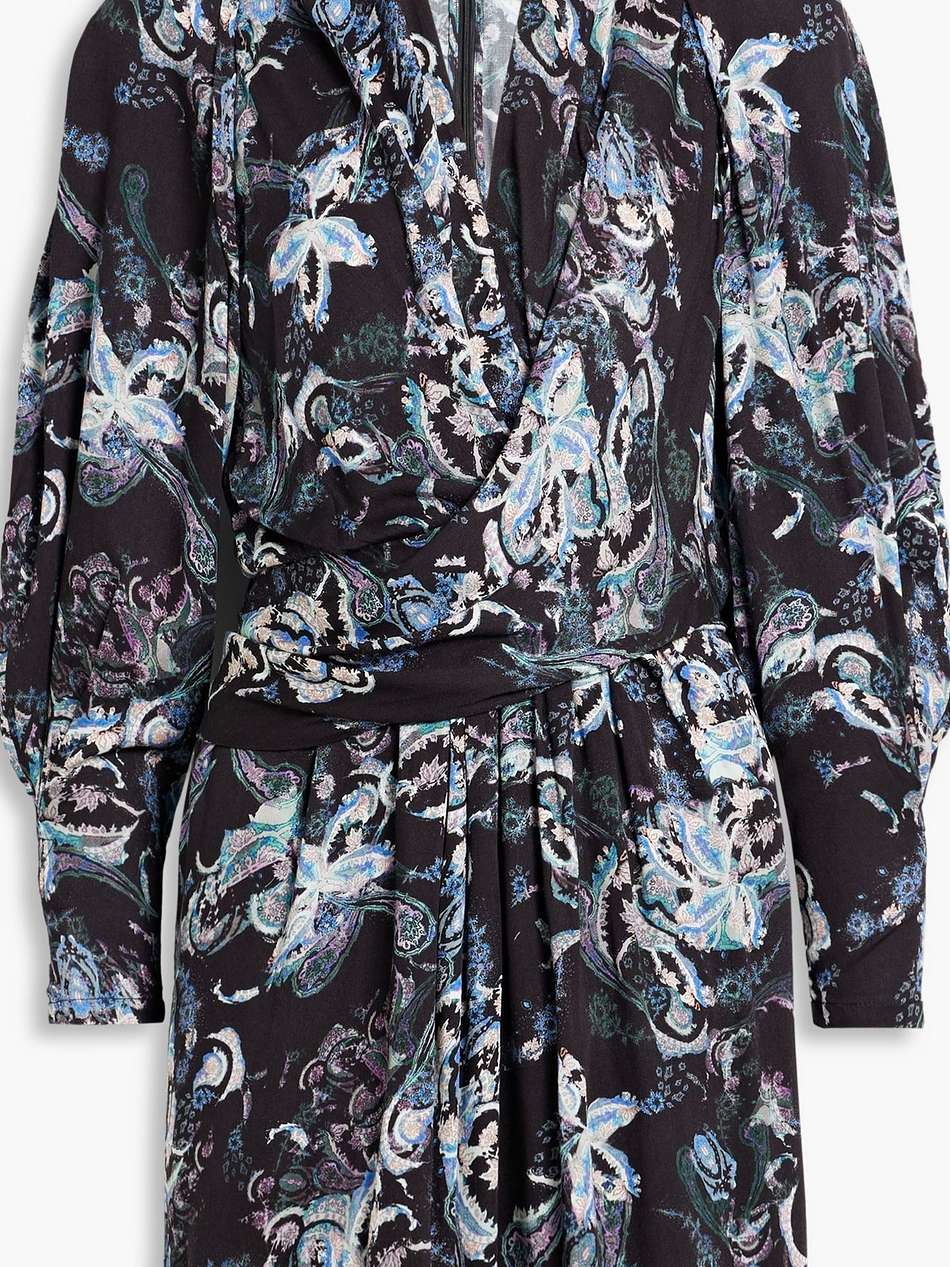 camolla wrap-effect printed twill mini dress