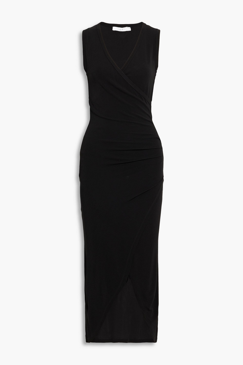 Iro Cindya Wrap-effect Jersey Midi Dress In Black