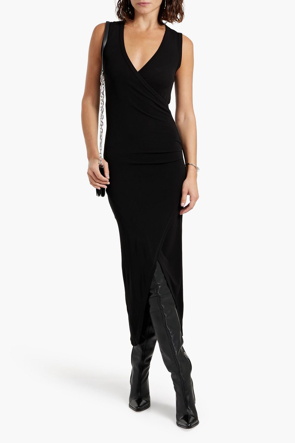 IRO Cindya wrap-effect jersey midi dress