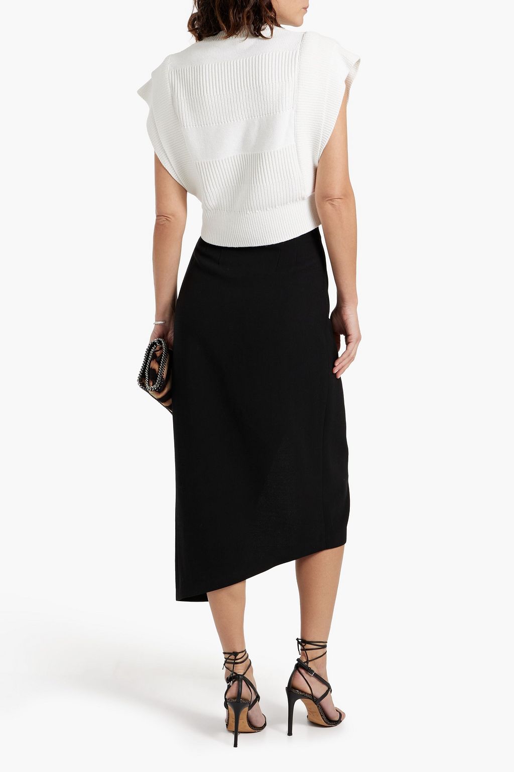 IRO Jelena wrap-effect grain de poudre midi skirt