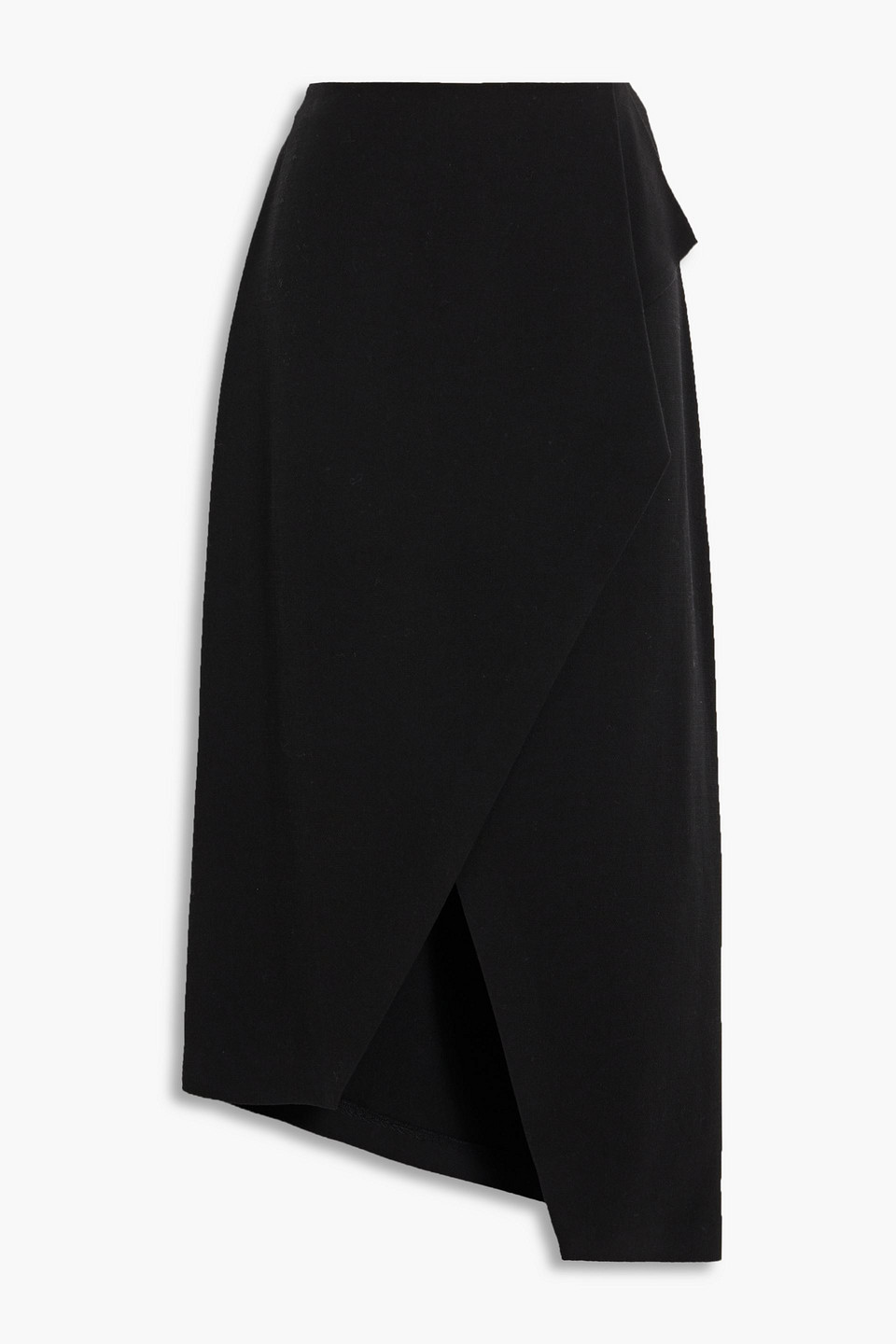 Iro Jelena Asymmetric Grain De Poudre Midi Skirt In Black