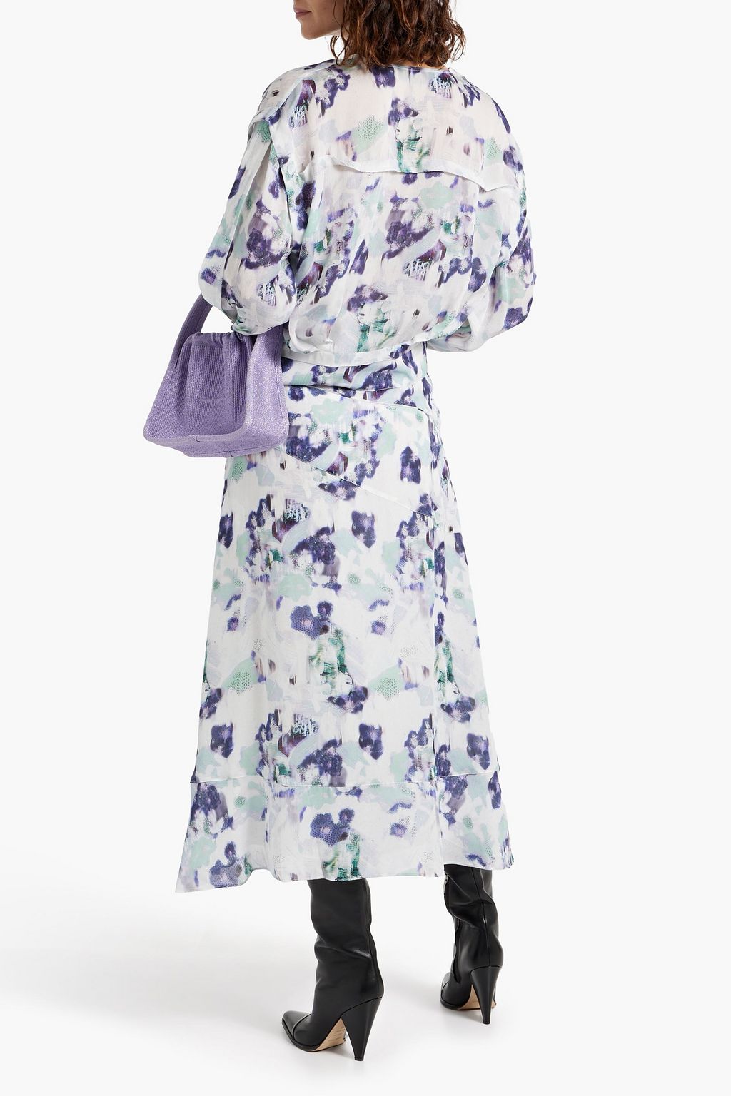 IRO Ollia printed chiffon midi skirt