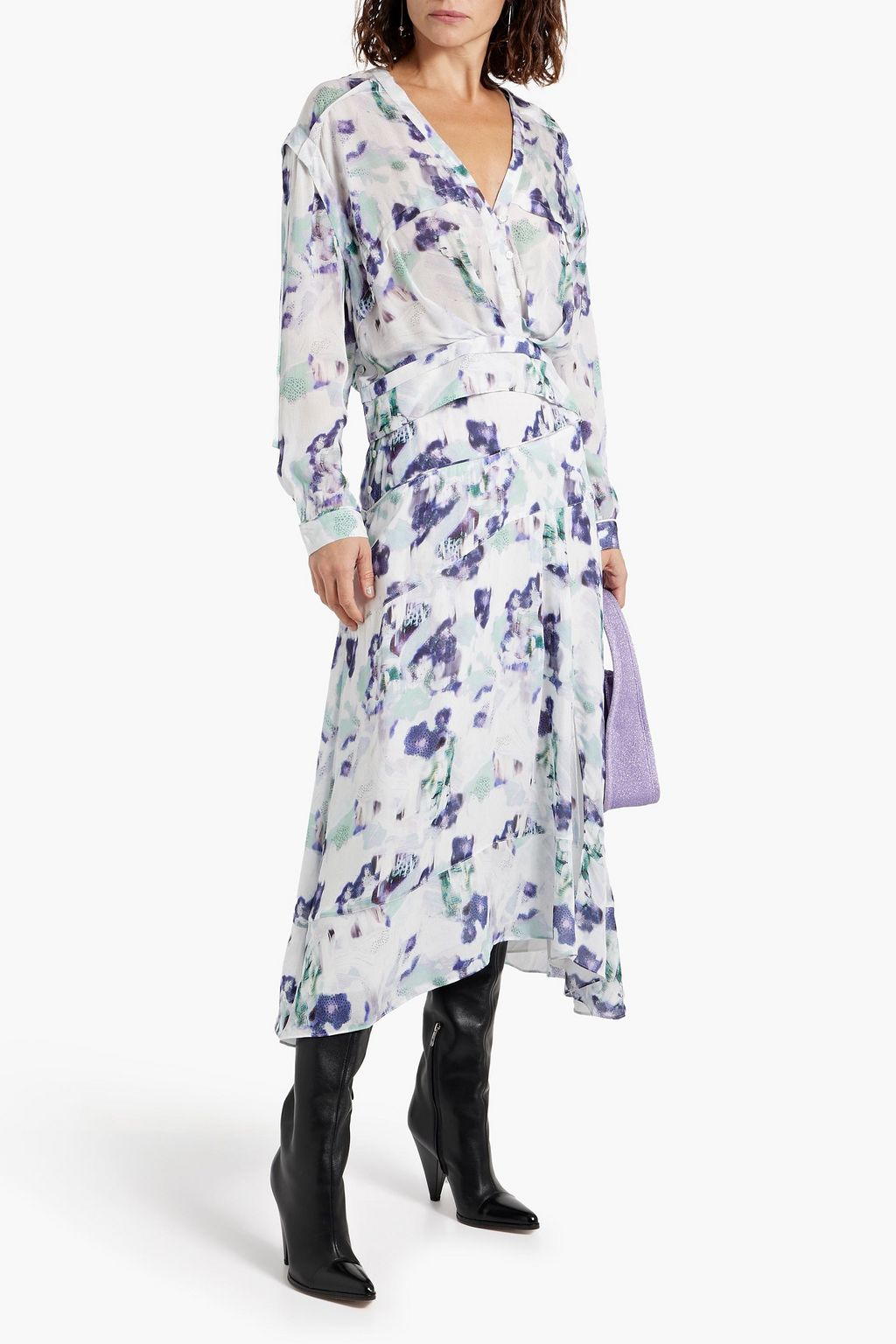 IRO Ollia printed chiffon midi skirt