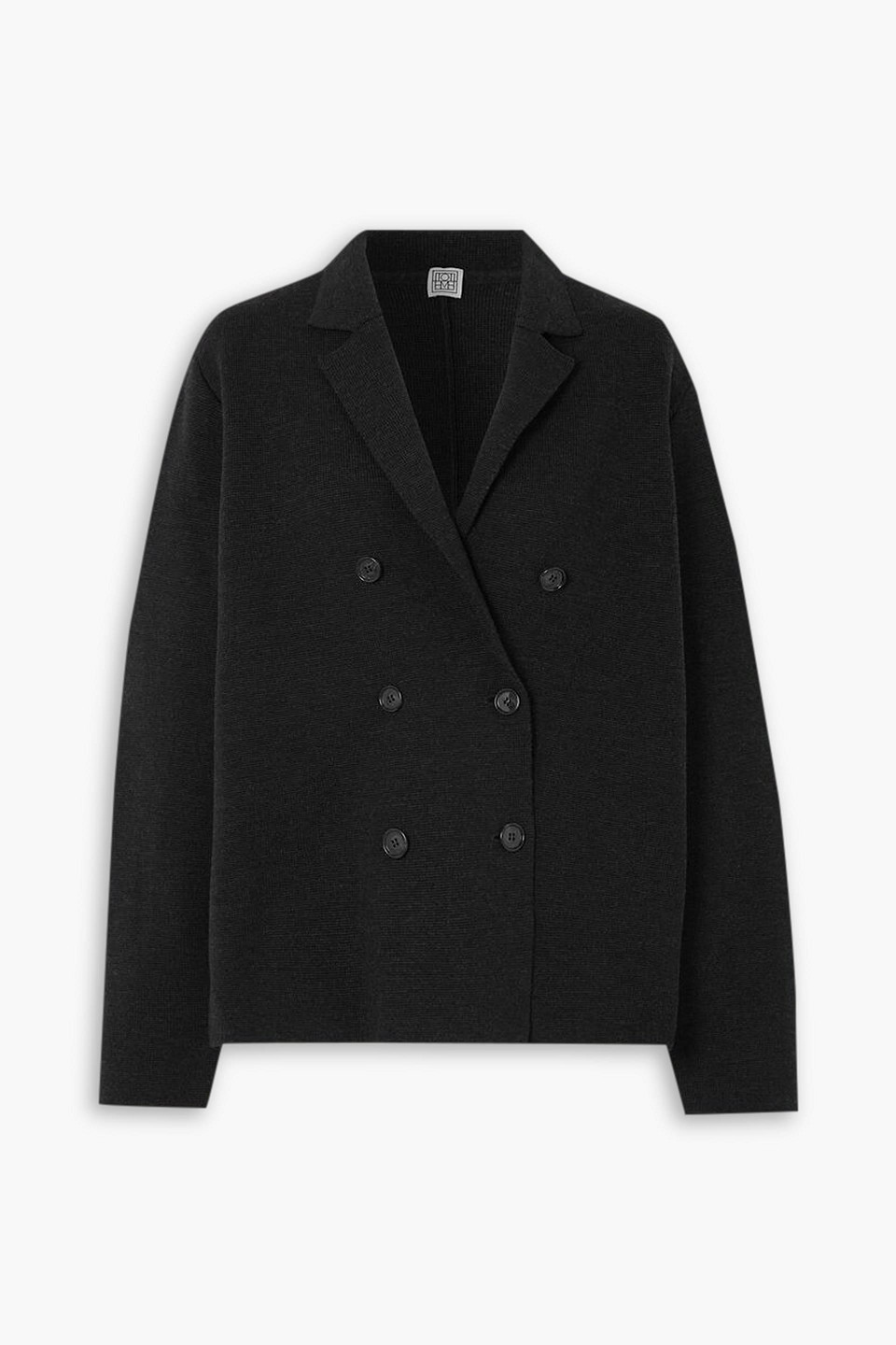 Totême Double-breasted Wool Blazer In Dark Gray