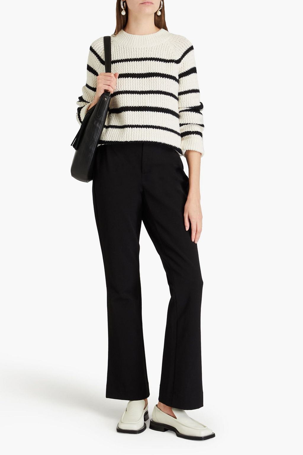 VINCE. Striped cotton-blend sweater