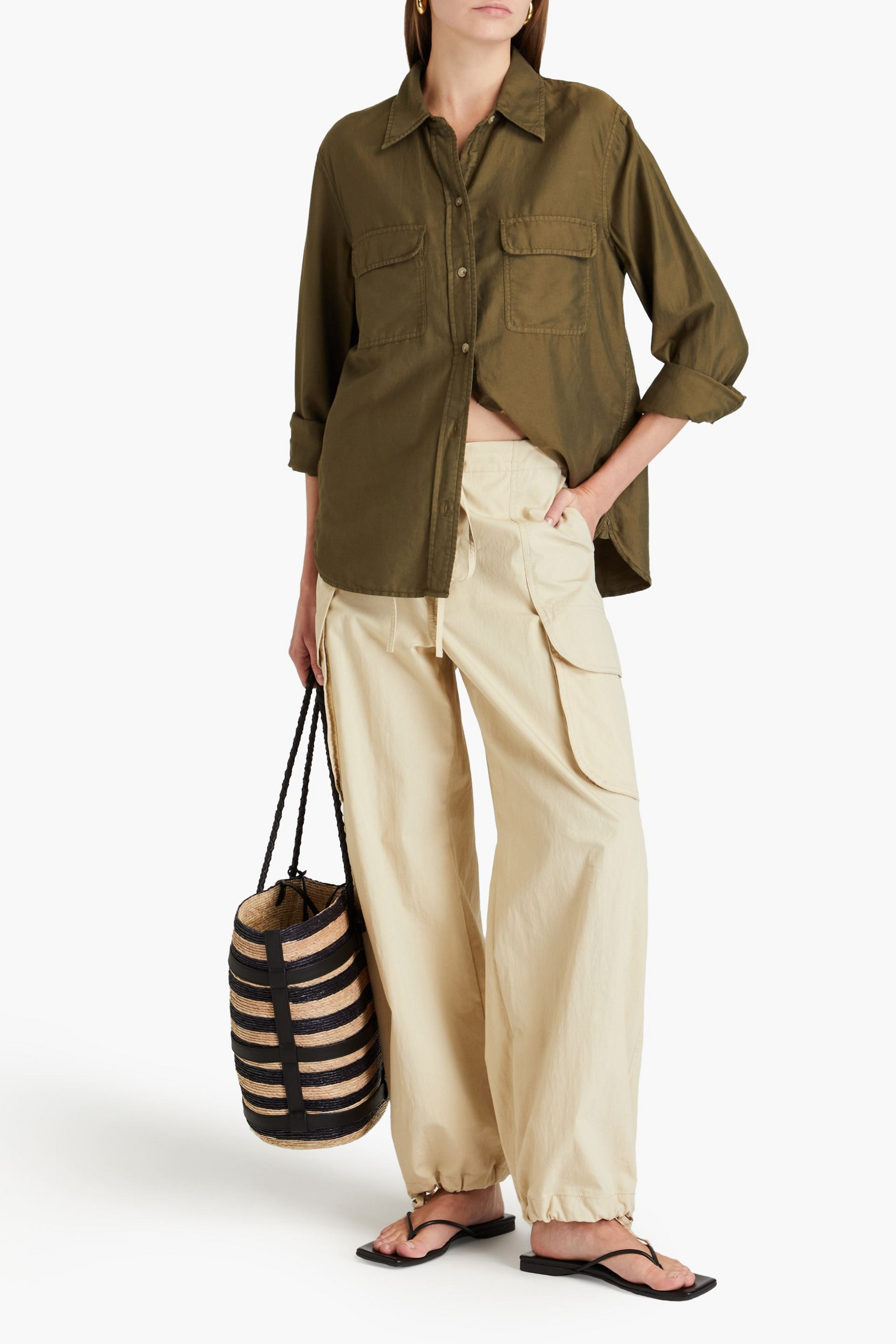 Vince Cotton and silk-blend twill shirt