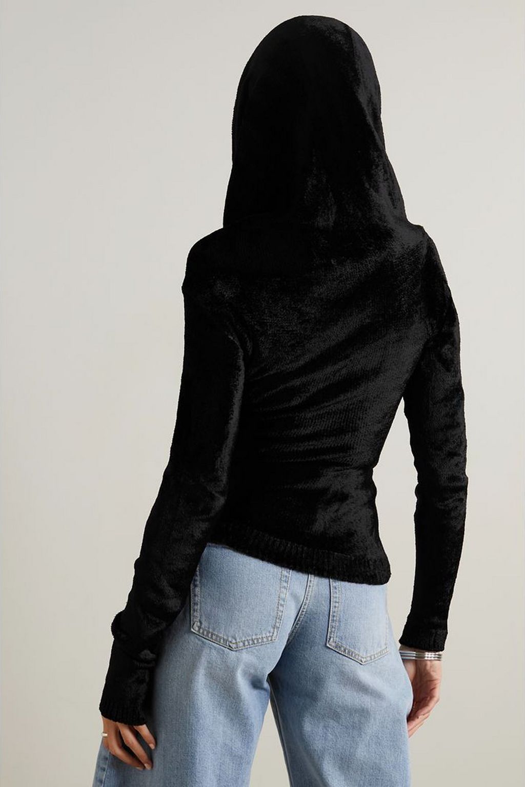 ALAÏA Hooded stretch-velvet top