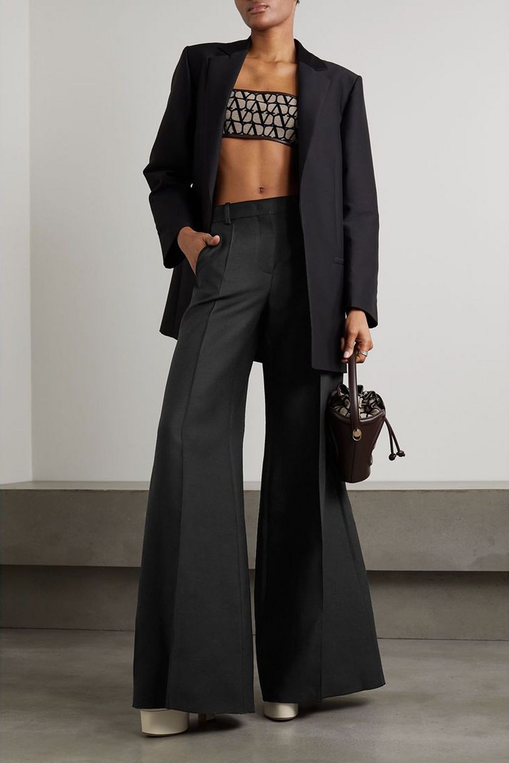 VALENTINO GARAVANI Wool and silk-blend flared pants