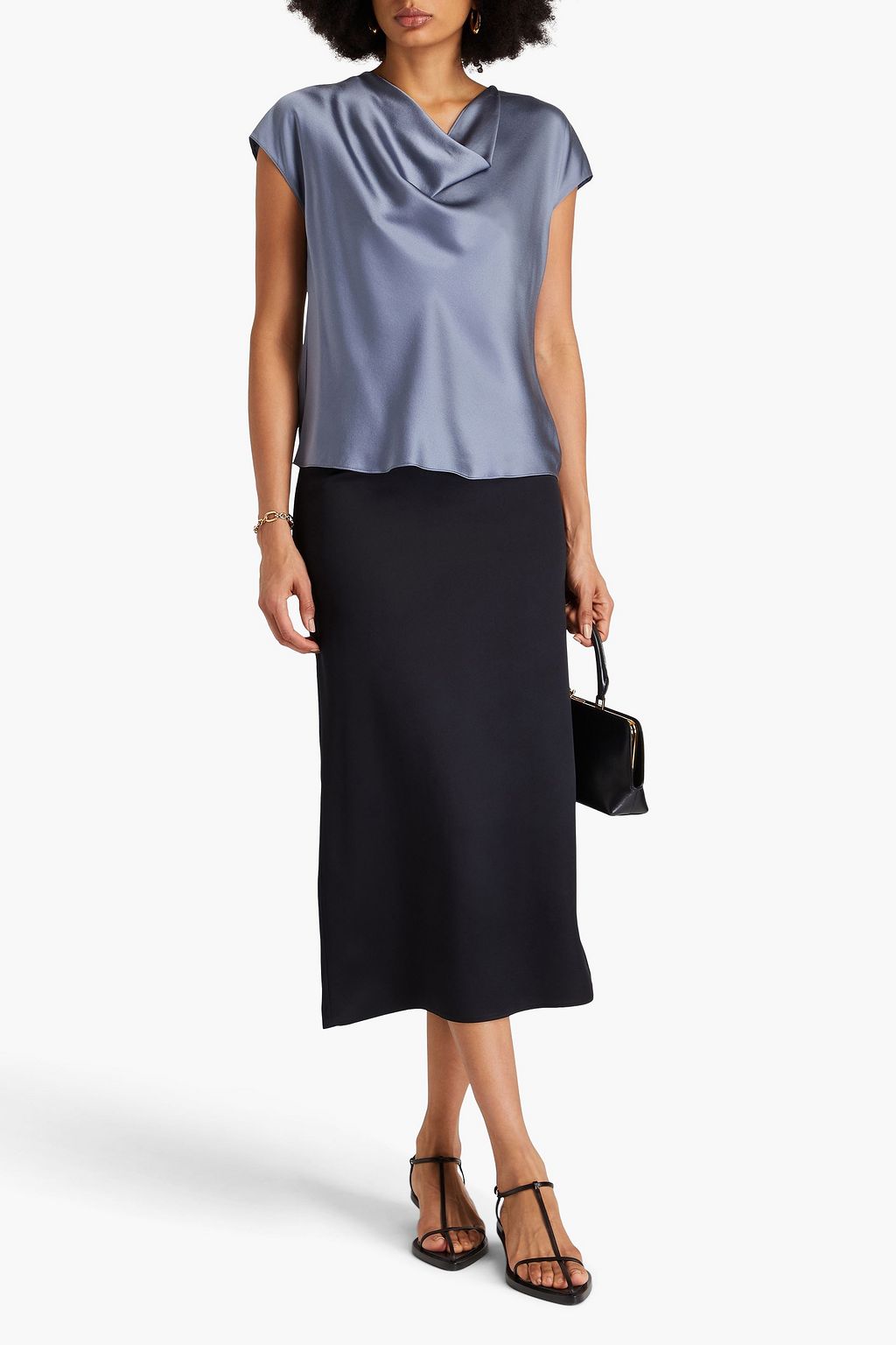 VINCE. Silk-satin crepe top