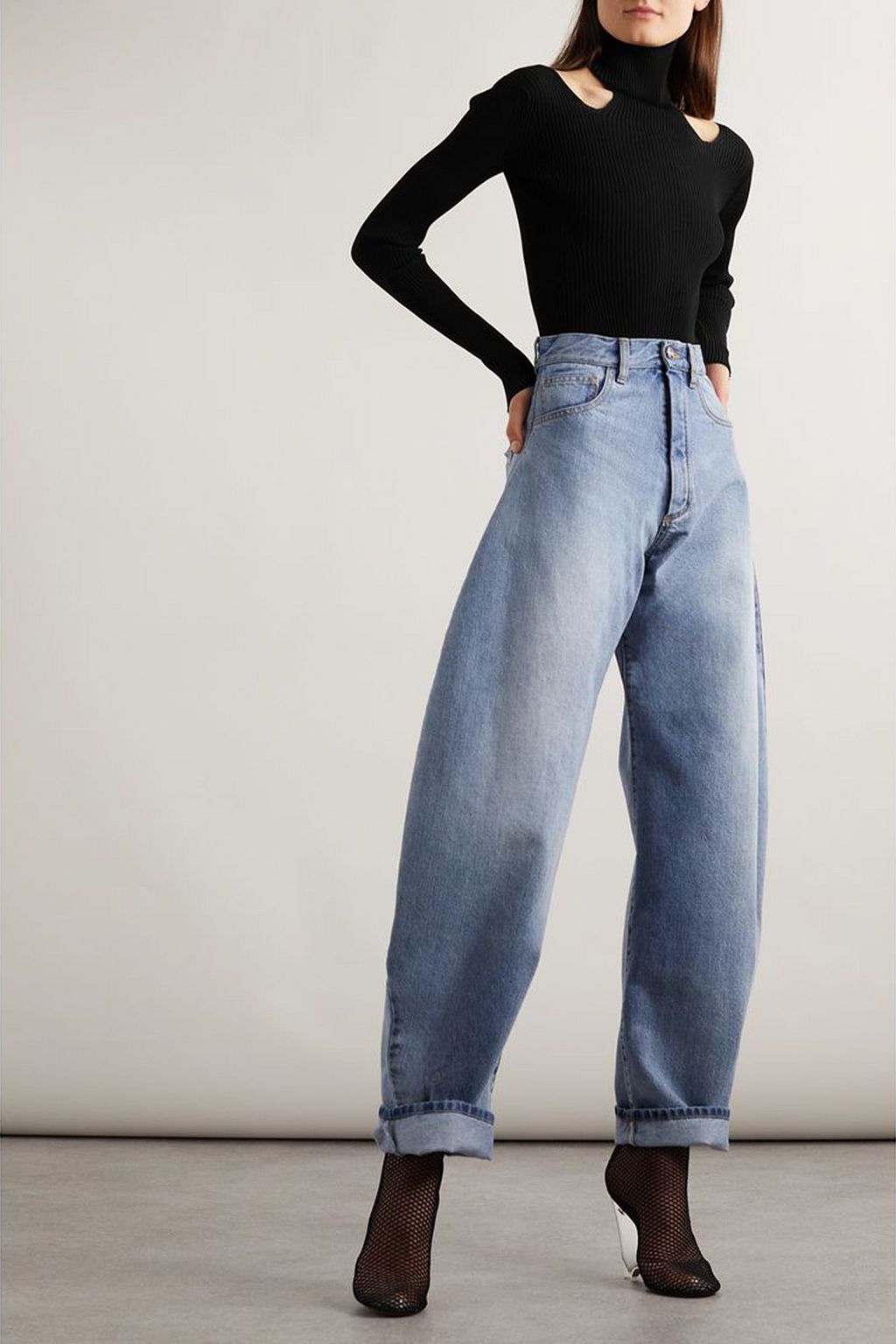 ALAÏA Cutout ribbed-knit turtleneck bodysuit
