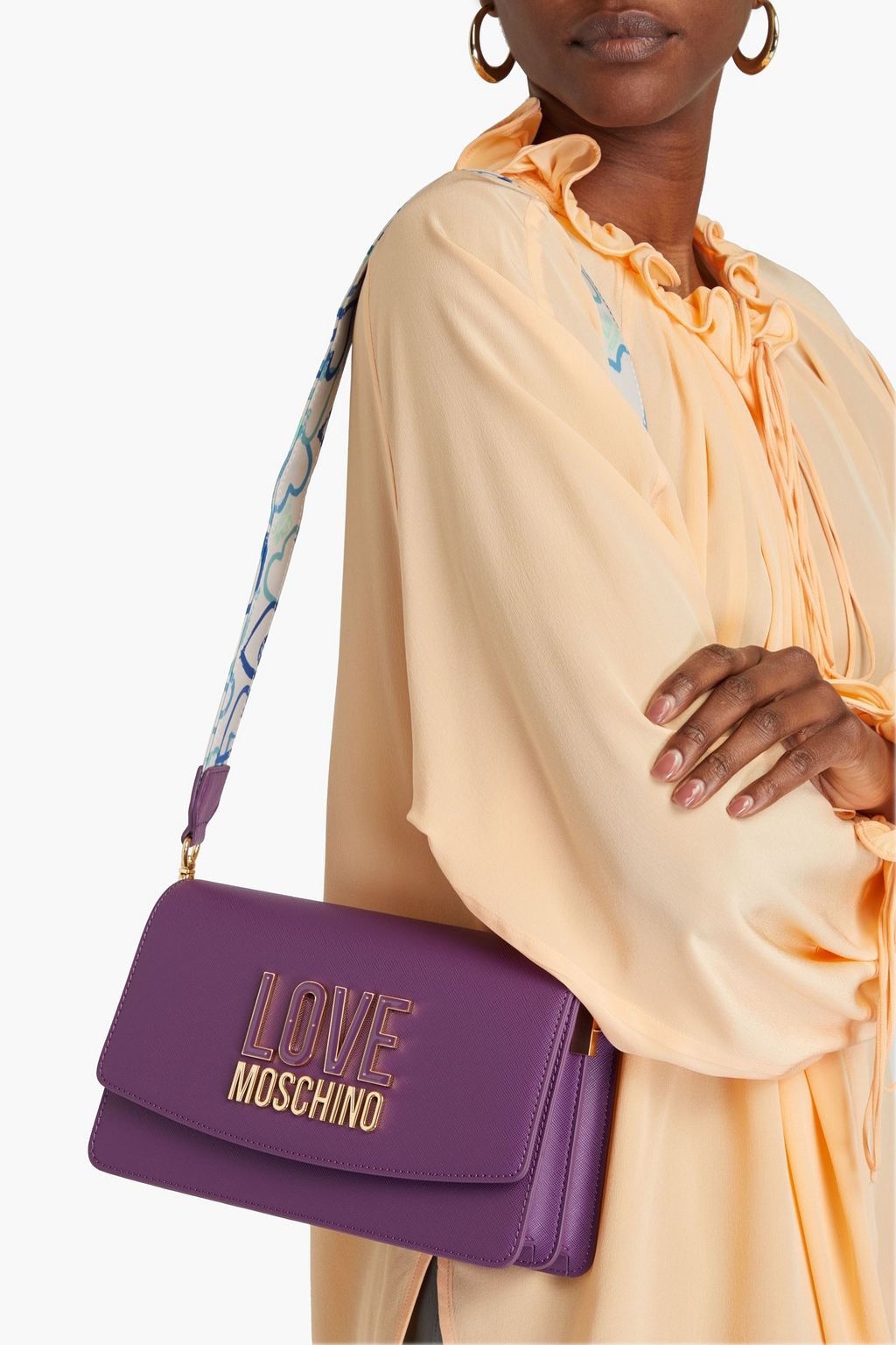 LOVE MOSCHINO حقيبة كروس بودي من جلد صناعي بملمس نافر