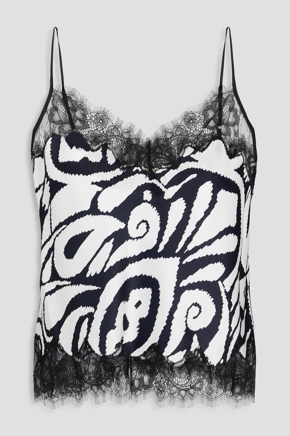 NICHOLAS LACE-TRIMMED PRINTED SATIN CAMISOLE
