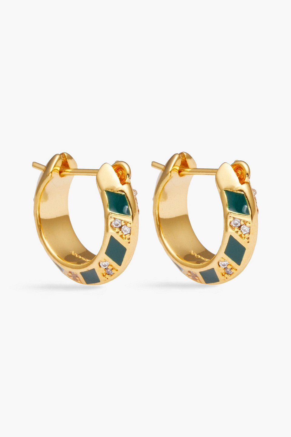 Zimmermann Gold-tone Crystal And Enamel Hoop Earrings