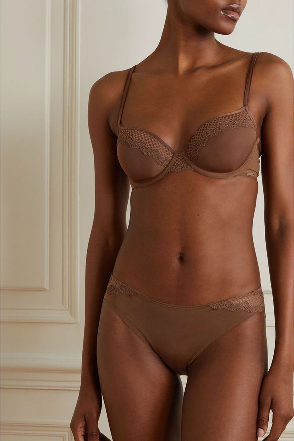 CALVIN KLEIN UNDERWEAR Mirror Demi Bügel-BH aus Stretch-Mesh mit Spitzenbesatz
