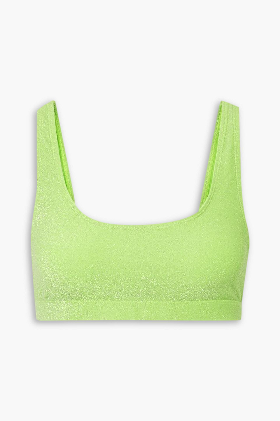 Good American Sparkle Metallic Bikini Top In Lime005