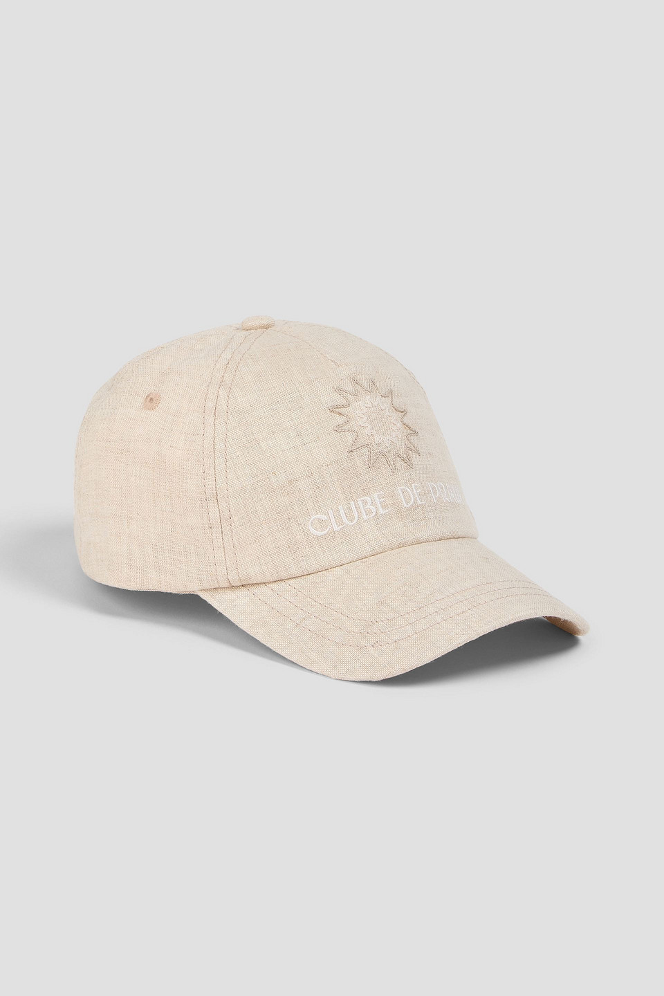 Frescobol Carioca Embroidered Linen Baseball Cap In Ecru