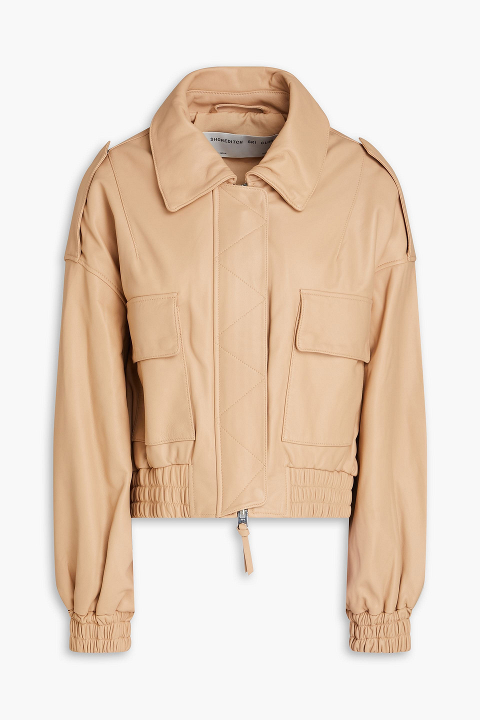 Shoreditch Ski Club Rhian Leather Bomber Jacket In Pink