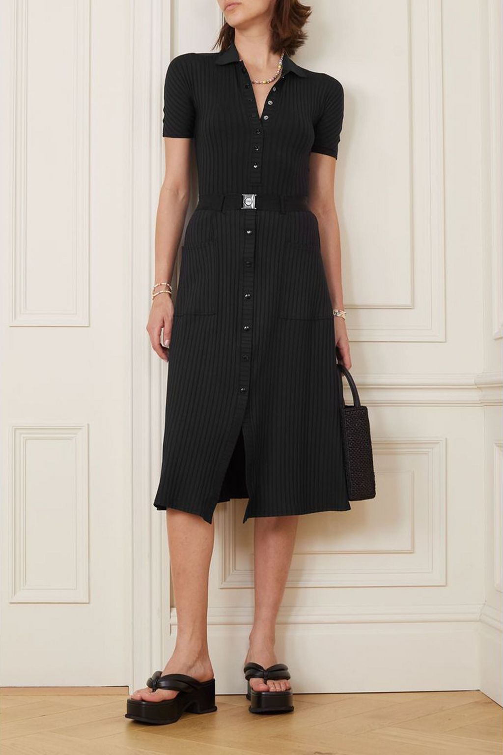 ERES Paradise belted ribbed-knit midi skirt