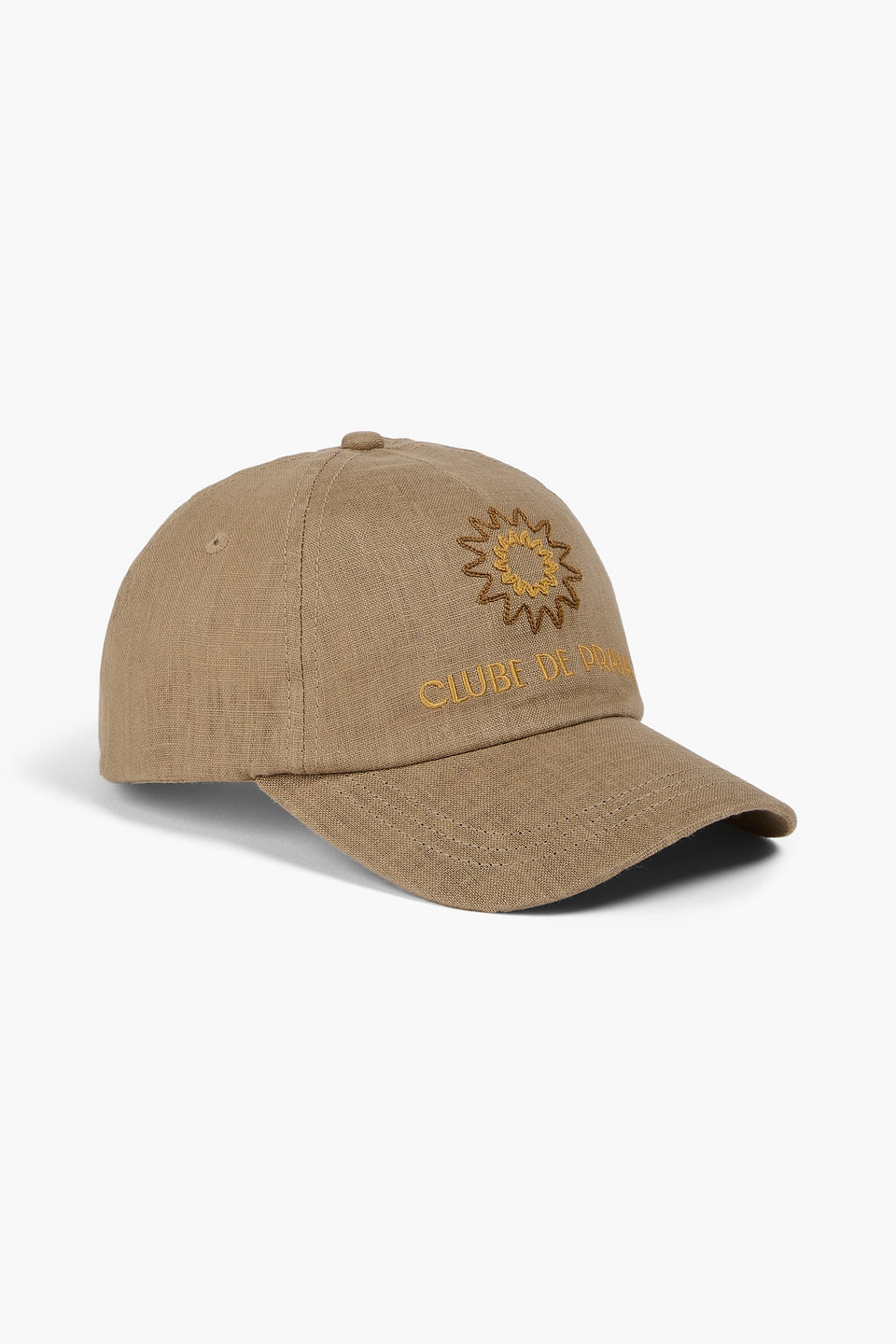 Frescobol Carioca Embroidered Linen Baseball Cap In Army Green