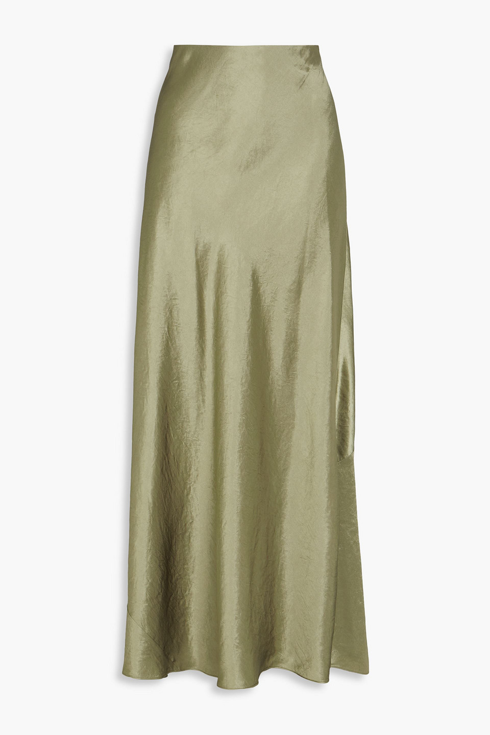 Vince Womens Artichoke-347art Flared-hem Crinkle-texture Satin Midi Skirt In 绿色