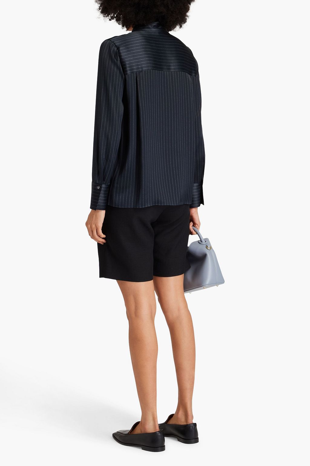 VINCE. Pinstriped  silk-satin shirt
