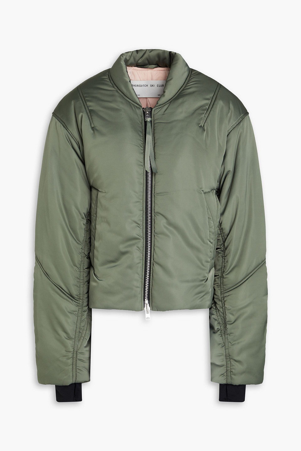 Shoreditch Ski Club Sofie Satin Bomber Jacket In Grey