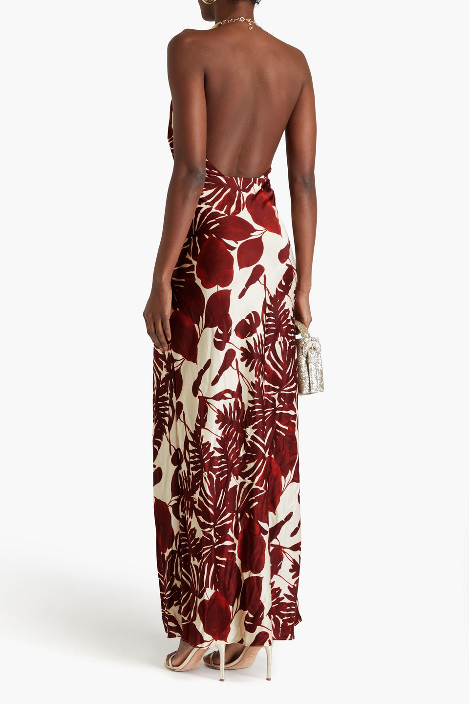  Nicholas - Neckholder-robe Aus Satin Mit Print - Rot - Us 10 