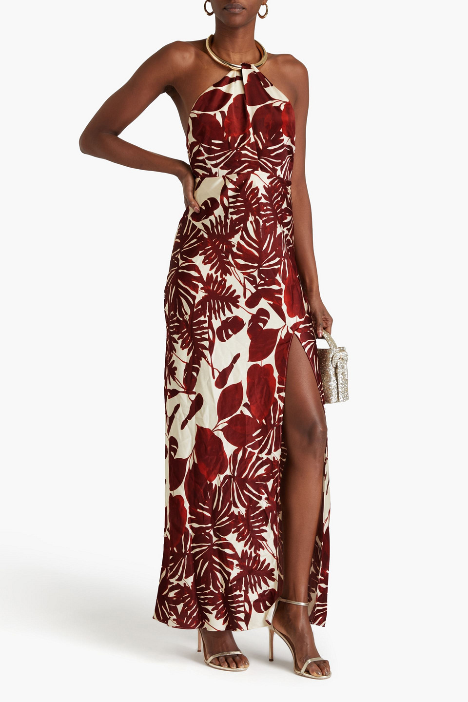  Nicholas - Neckholder-robe Aus Satin Mit Print - Rot - Us 10 