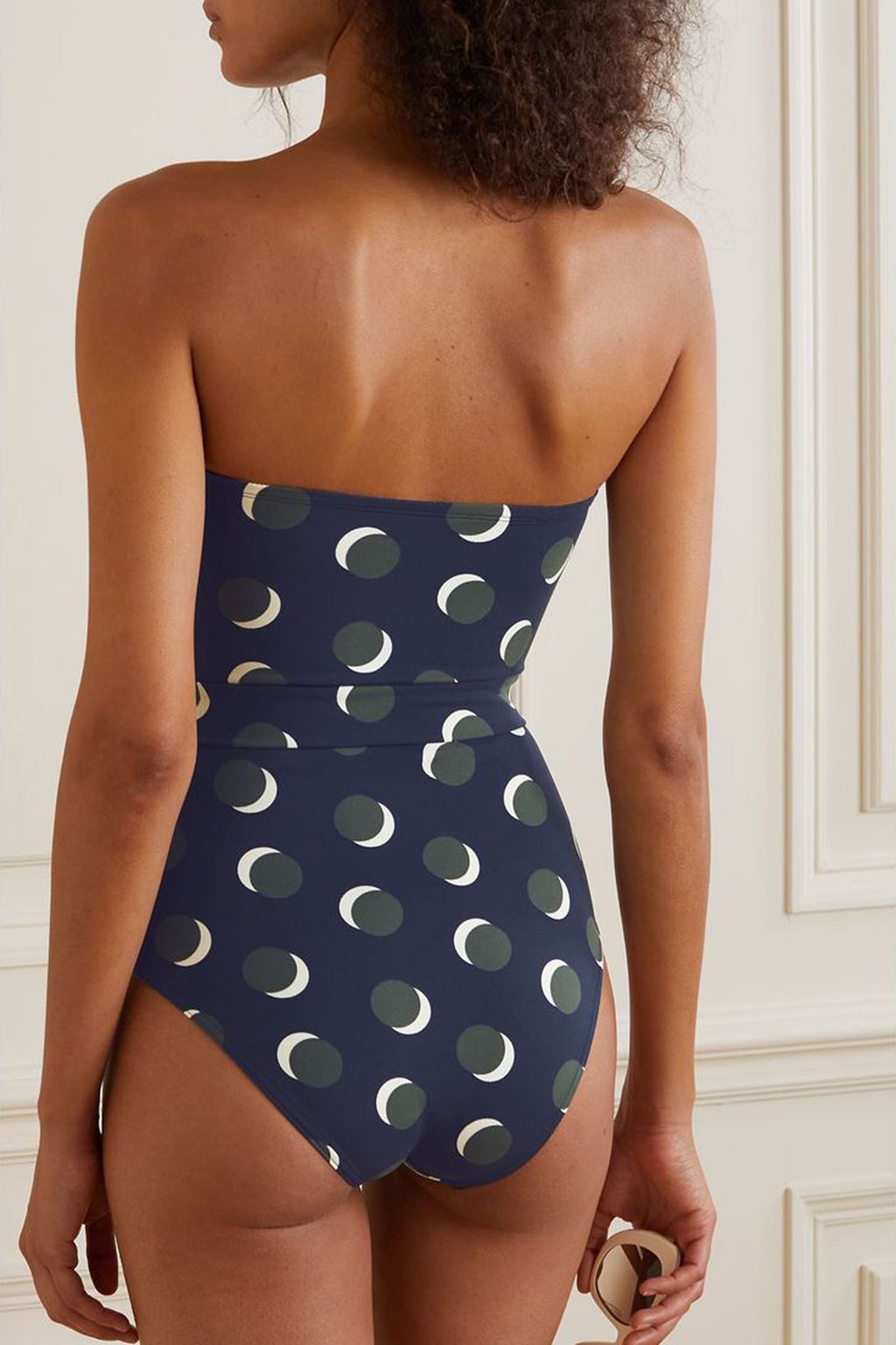 ERES Nuit Lune strapless belted polka-dot swimsuit