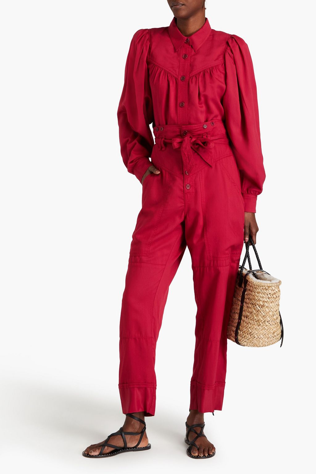 MARANT ÉTOILE Severine gathered Lyocell-blend twill shirt