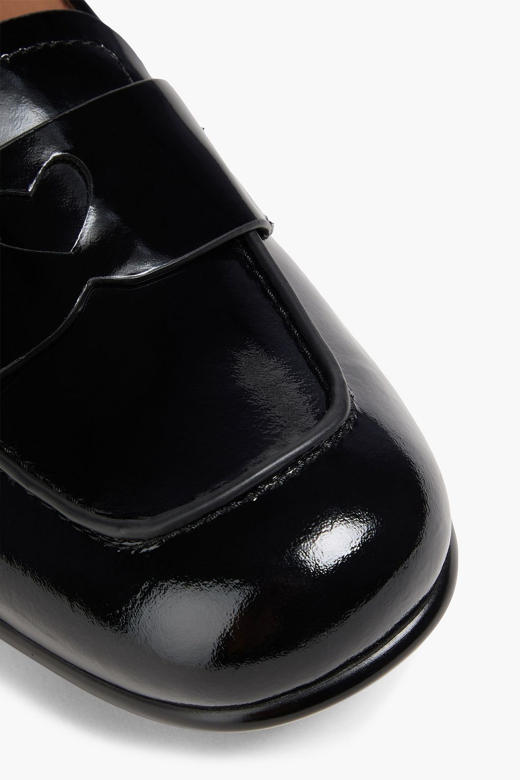 LOVE MOSCHINO Laser-cut patent-leather loafers