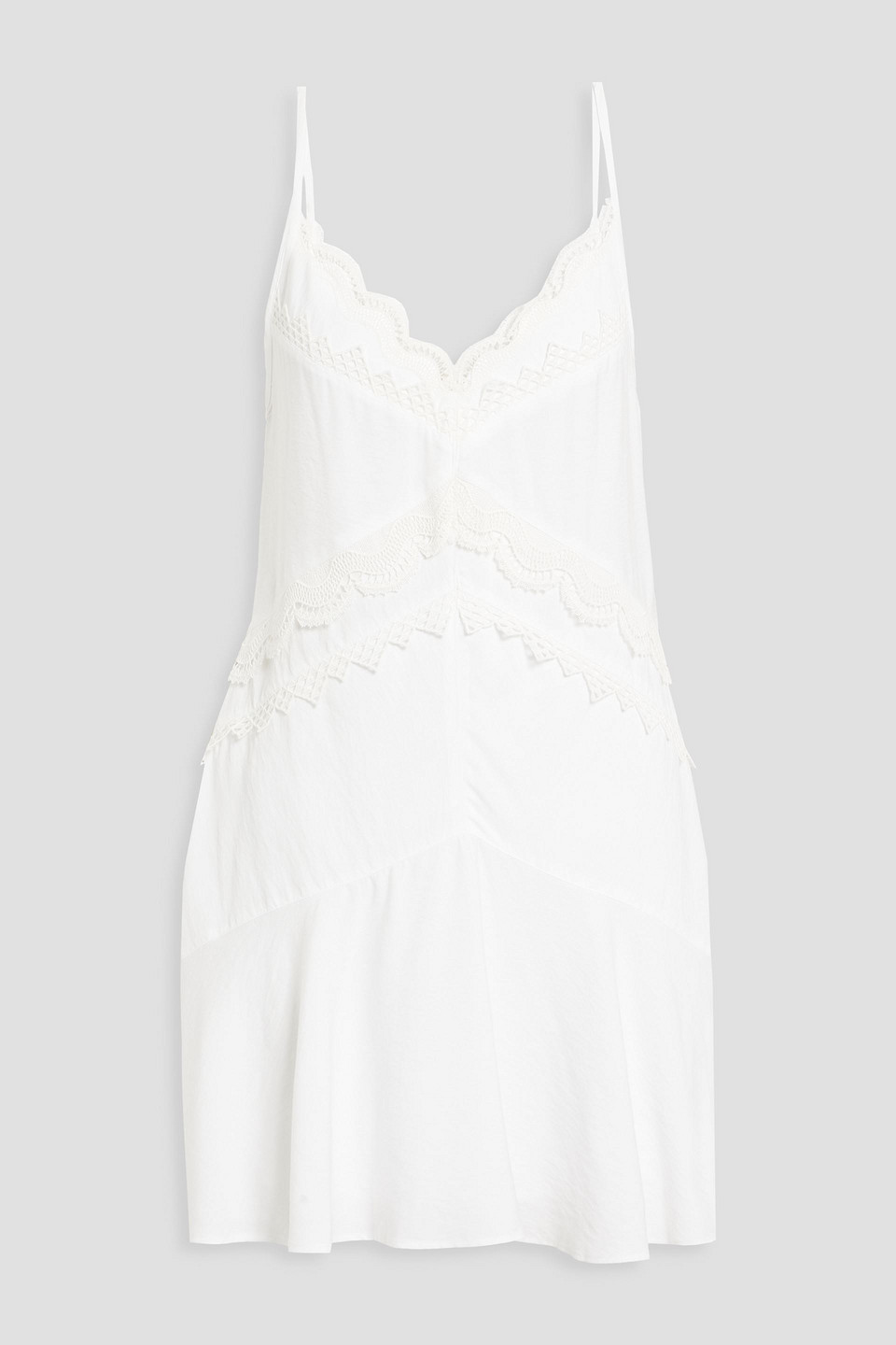 Iro Lavea Crocheted Lace-trimmed Broadcloth Mini Slip Dress In White