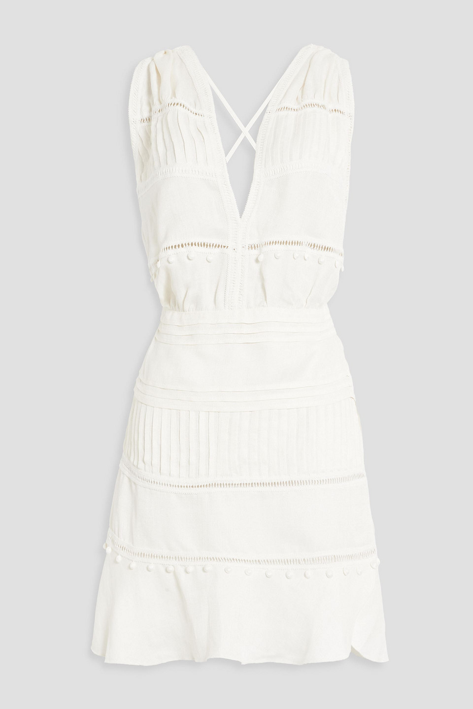 Iro Pavi Pompom-embellished Jacquard Mini Dress In Ivory