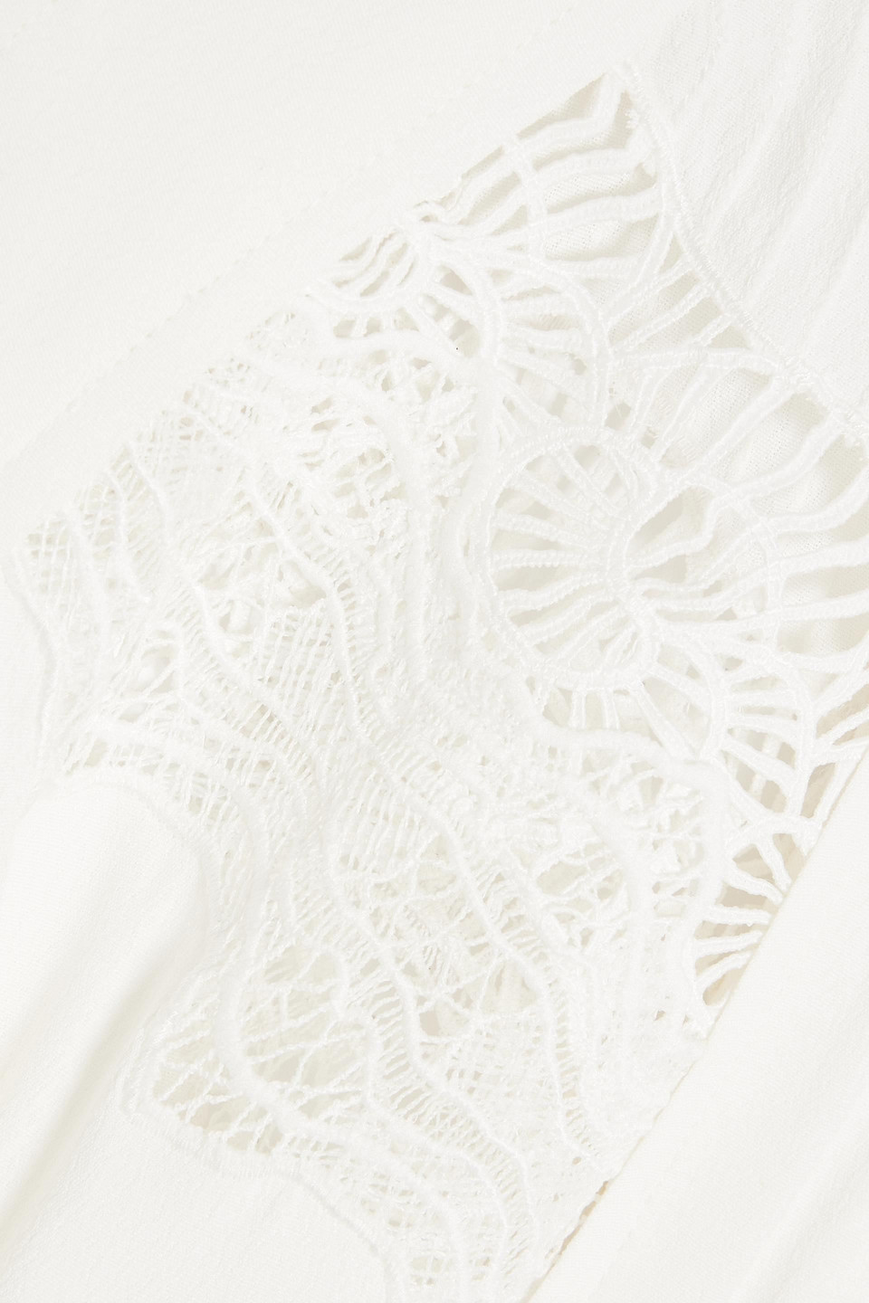 Iro Belinae Lace-trimmed Crepe Mini Dress In Off-white