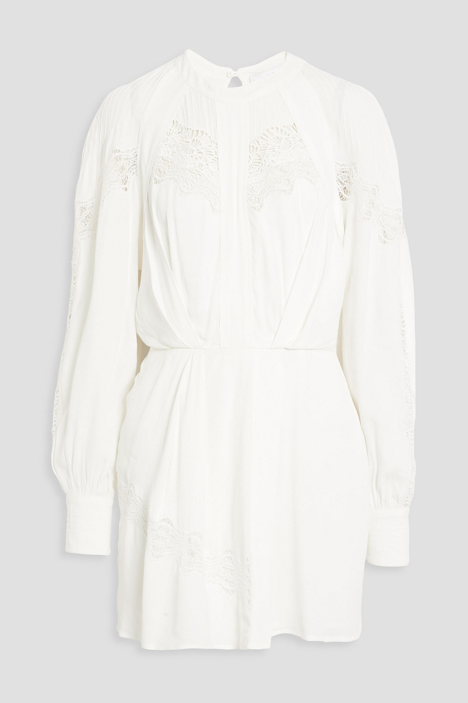 Iro Belinae Lace-trimmed Crepe Mini Dress In Off-white