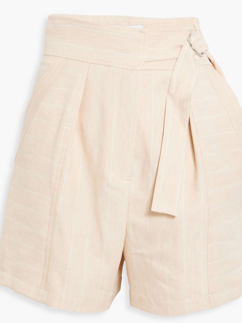 mendoza belted striped twill shorts