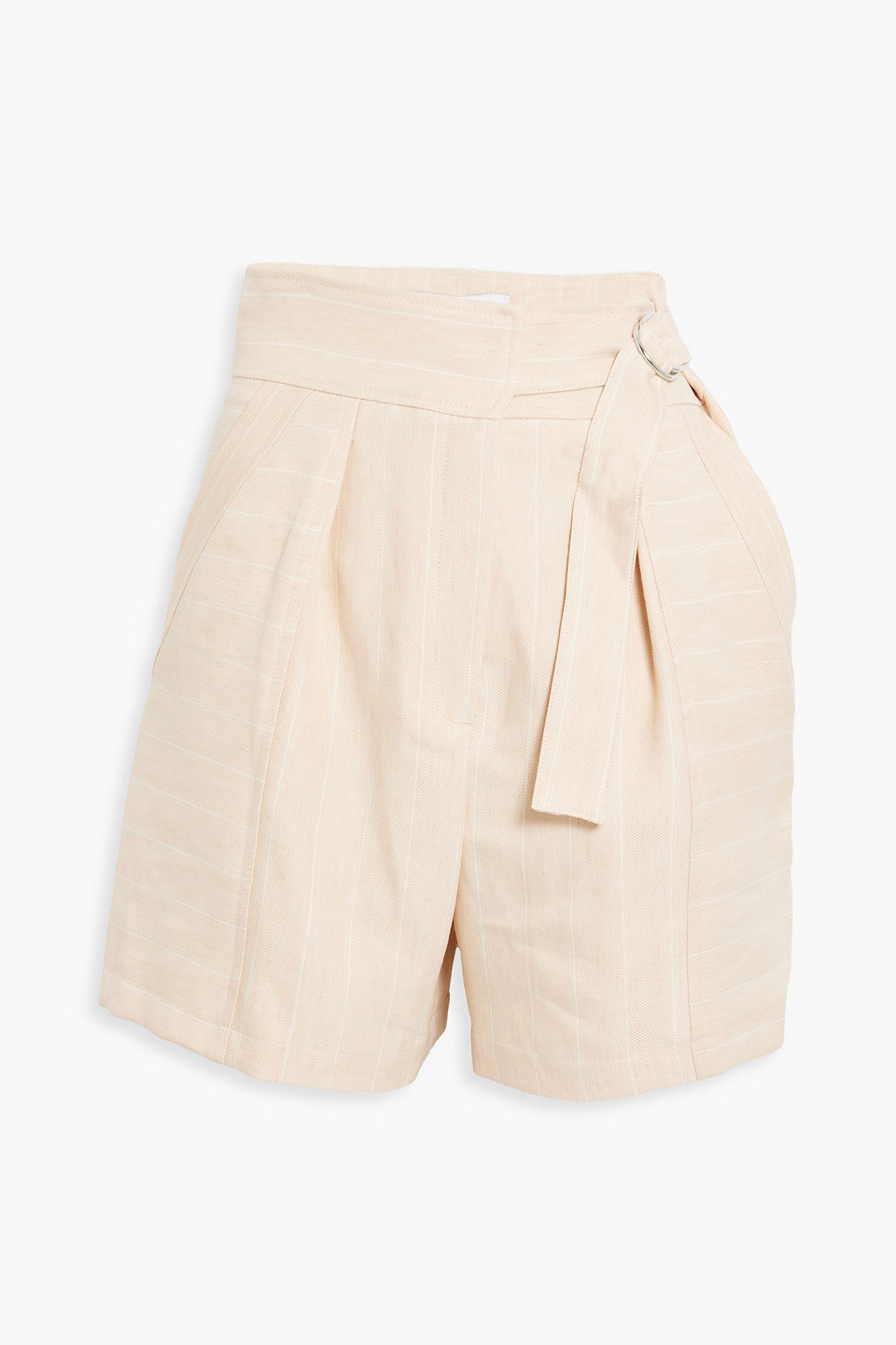 Iro Mendoza Belted Striped Twill Shorts In Pastel Orange