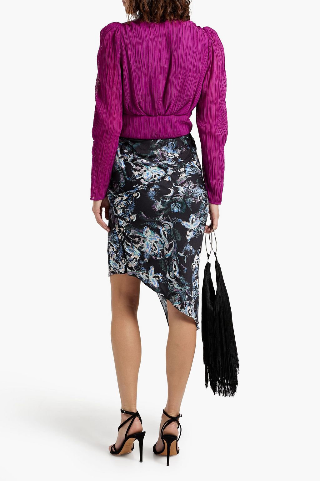 IRO Amili cropped plissé-mesh top