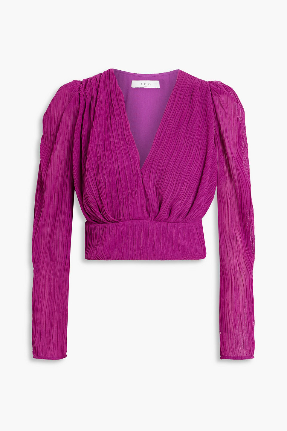 Iro Amili Cropped Plissé-mesh Top In Magenta