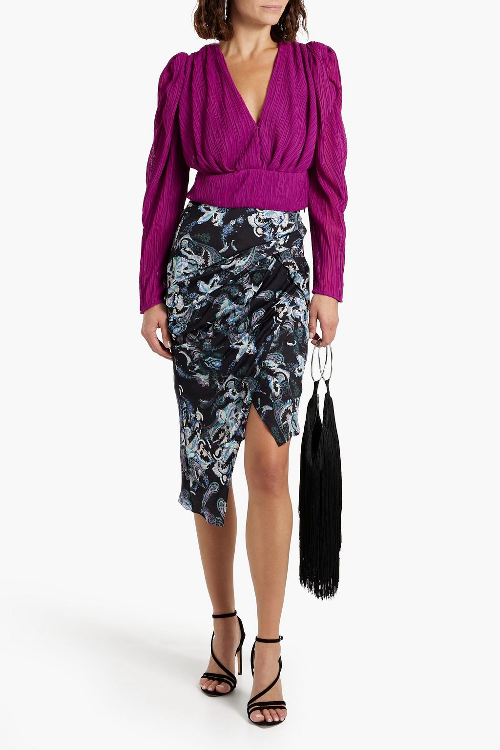 IRO Amili cropped plissé-mesh top