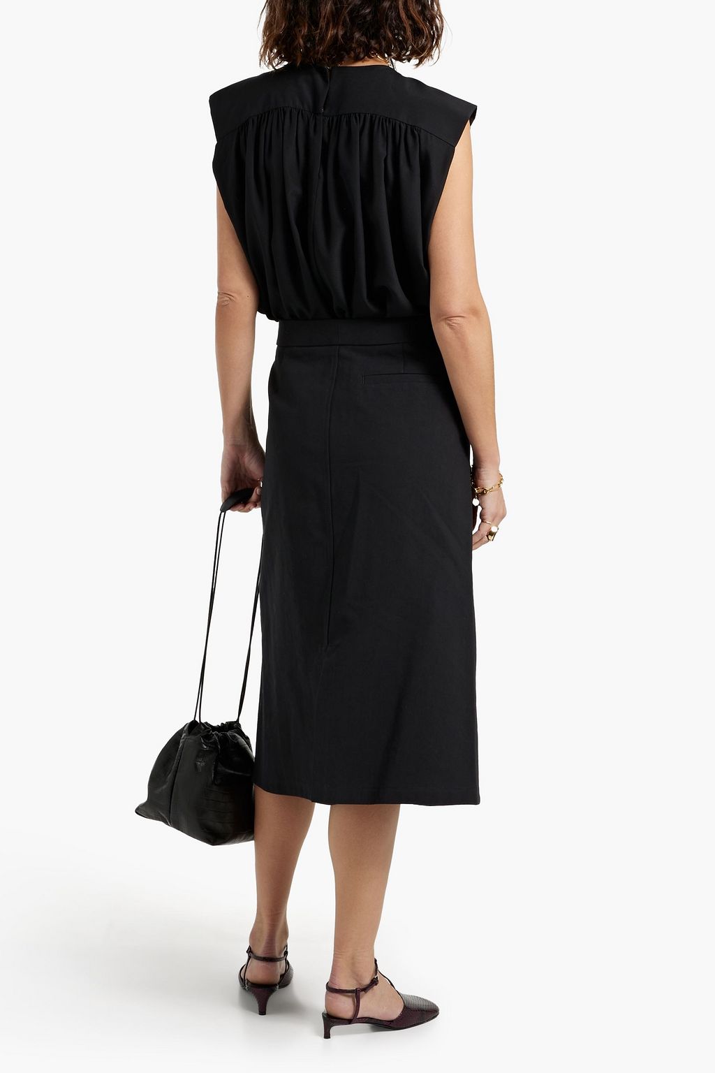 JIL SANDER Cotton midi wrap skirt