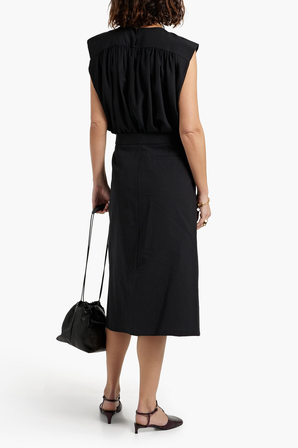Jil Sander Cotton Midi Wrap Skirt In Black