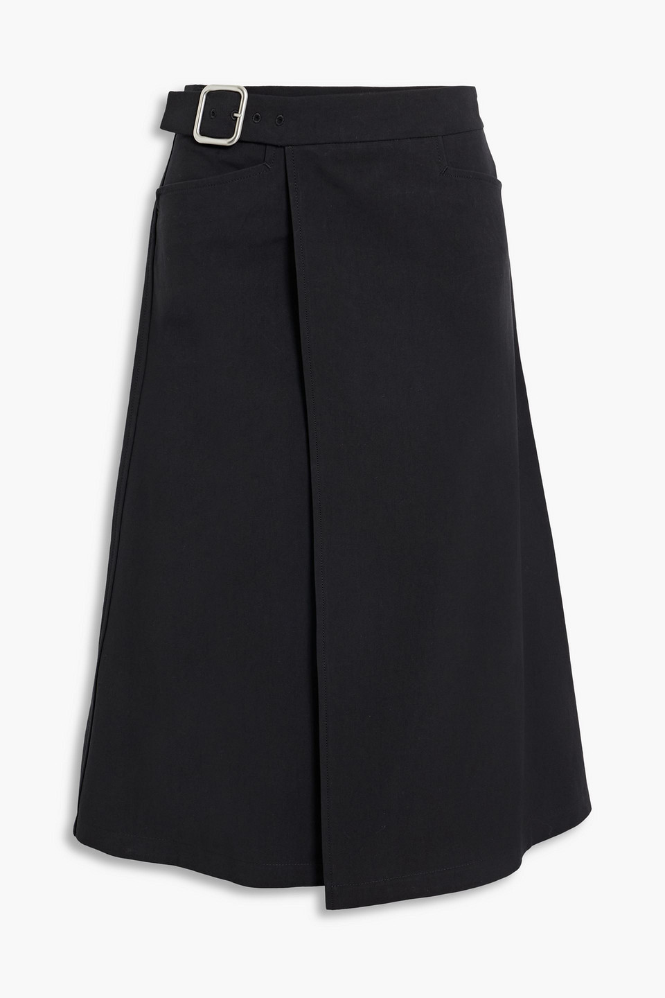 Jil Sander Cotton Midi Wrap Skirt In Black